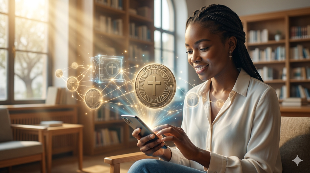 Christian believer using an anonymous prayer online platform to share a private prayer request and connect with a faith community